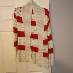 Pink and white striped cardigan